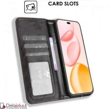 Dirbtinės odos atverčiamas dėklas su skyreliais - juodas (Huawei Honor 400 Pro) Dirbtinės odos atverčiamas dėklas su skyreliais - juodas (Huawei Honor 400 Pro)
